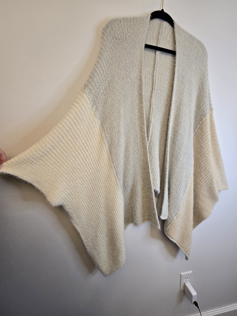 Cozy Two-Tone Cream Knit Wrap Sweater From Three Birds Nest
